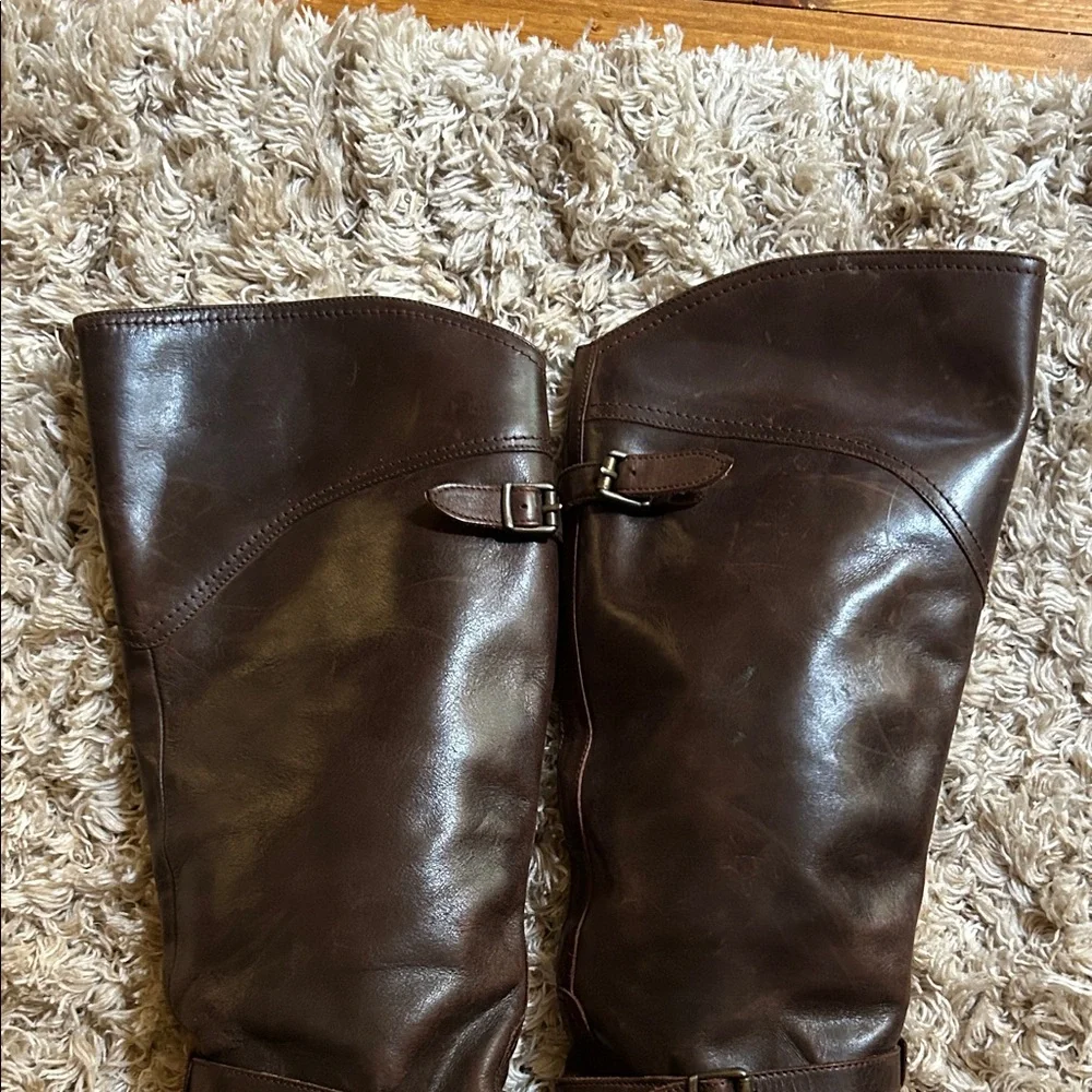 Frye Dark Brown Leather Over-the-Knee Riding Boots